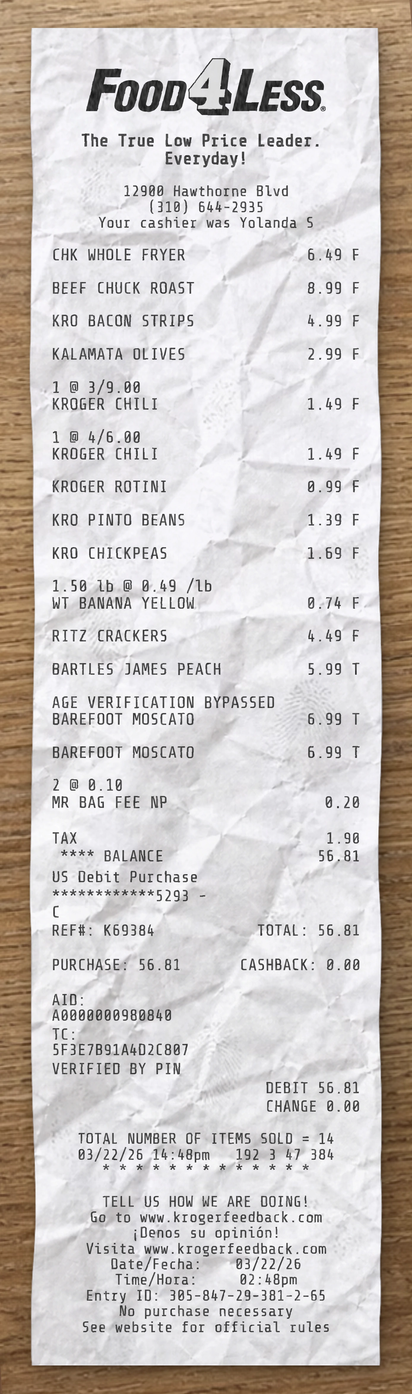 Food4Less sample receipt preview