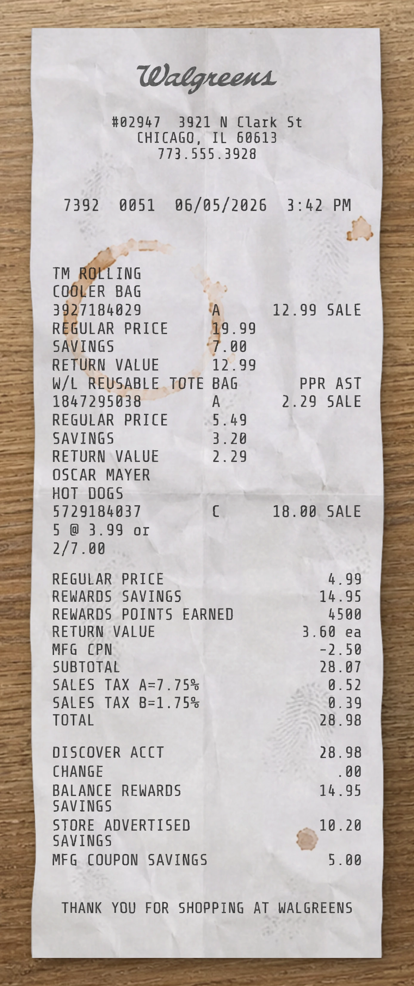 Walgreens receipt preview