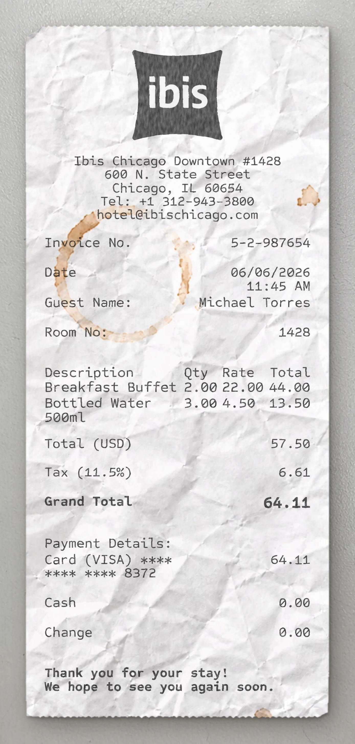 ibis receipt preview