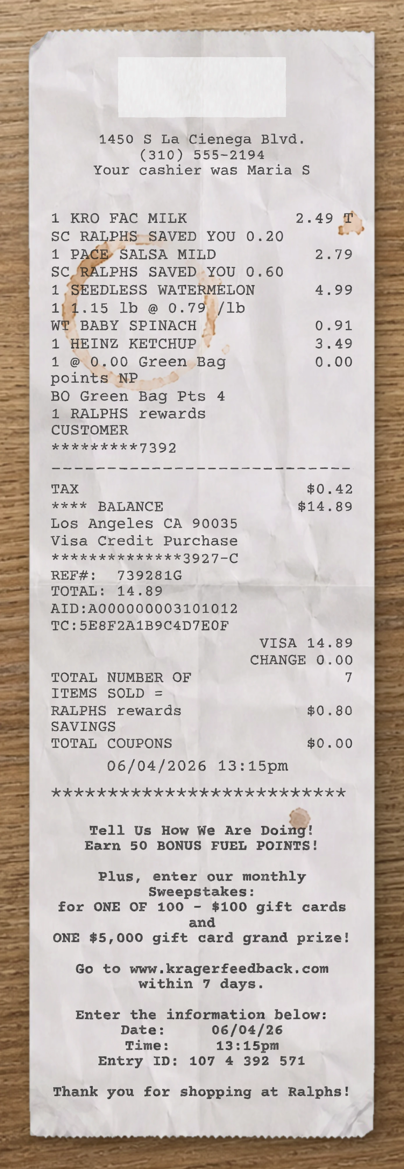 Ralphs receipt preview
