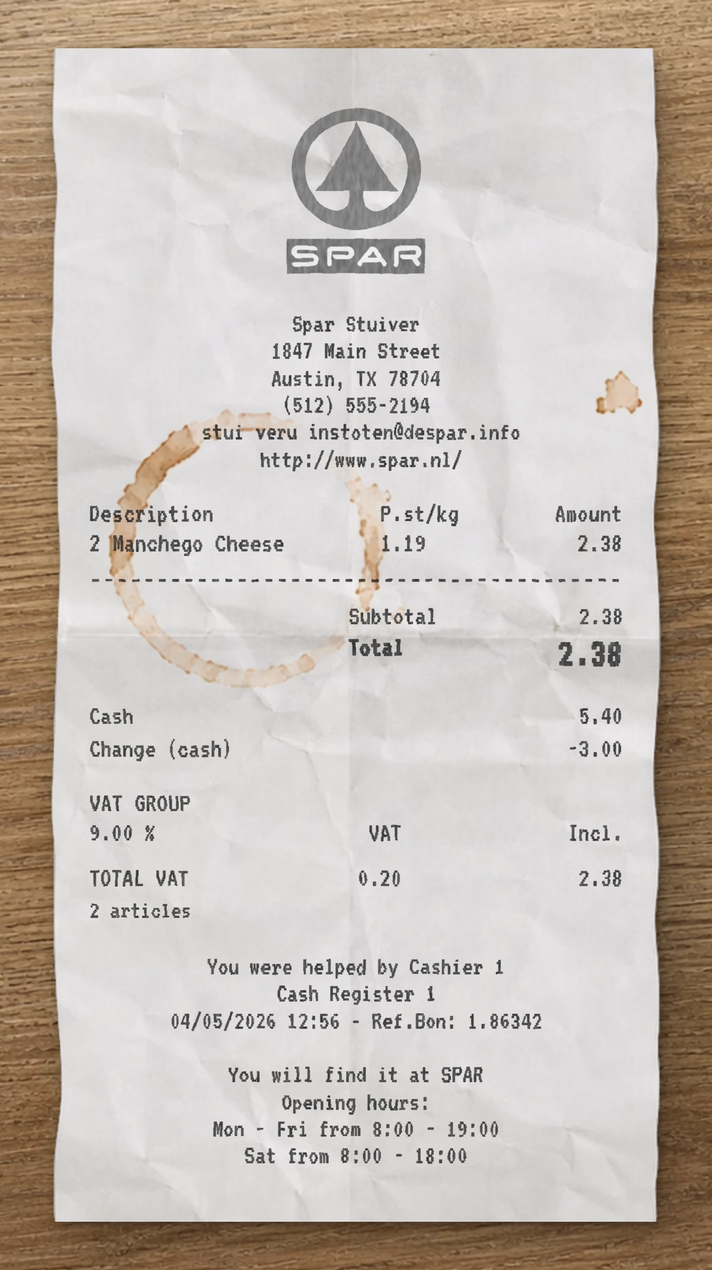 SPAR receipt preview