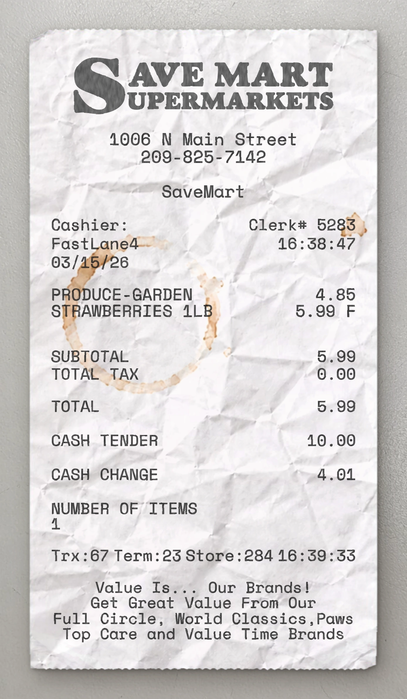 Save Mart Supermarkets sample receipt preview