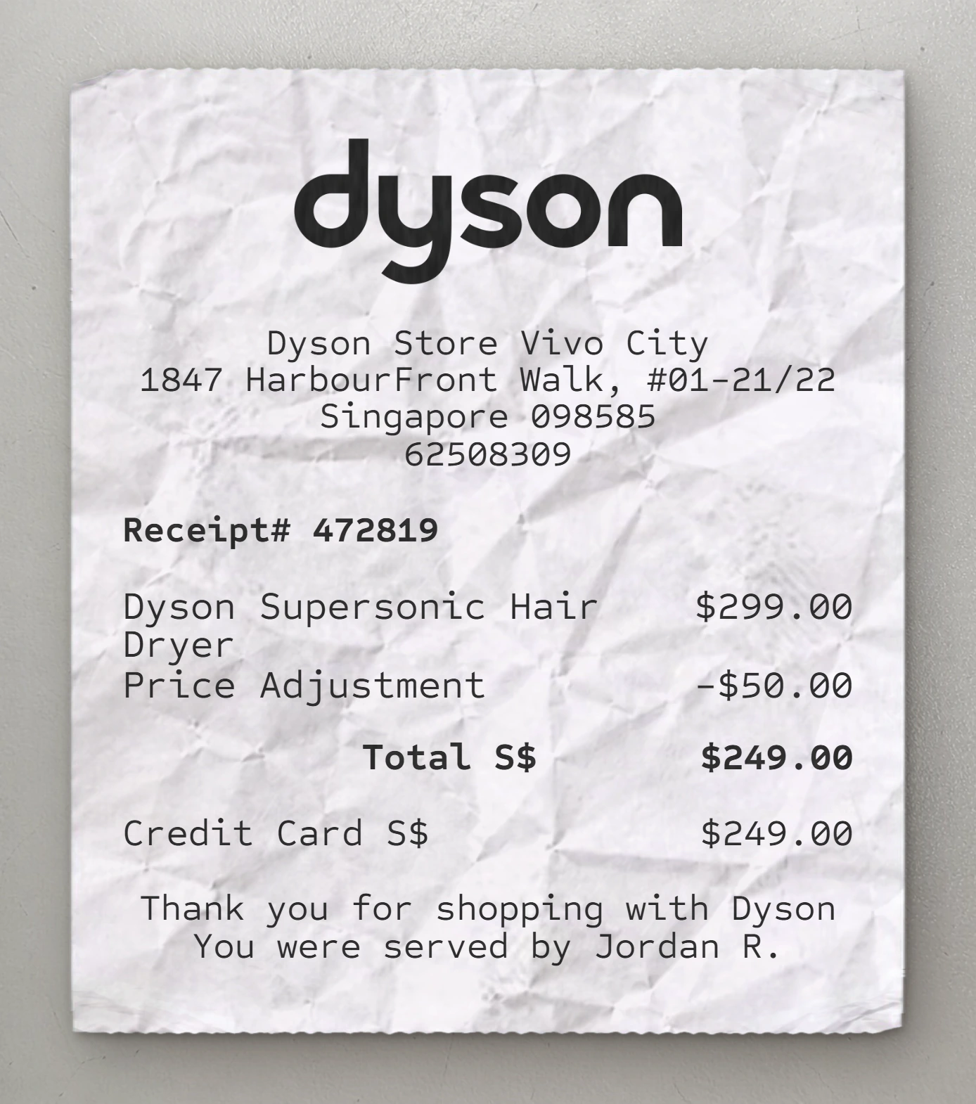 Dyson receipt preview
