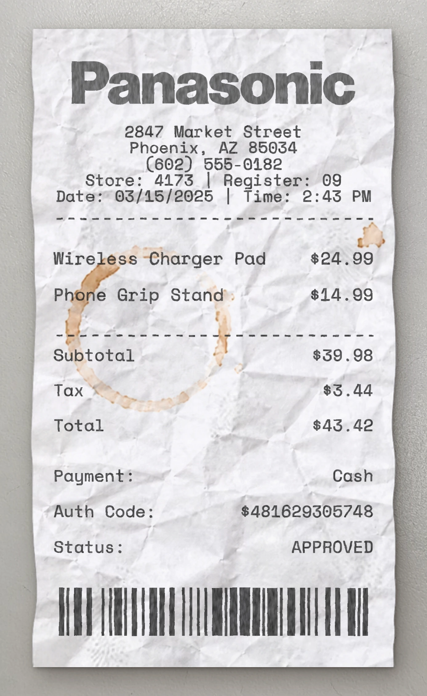 Panasonic sample receipt preview